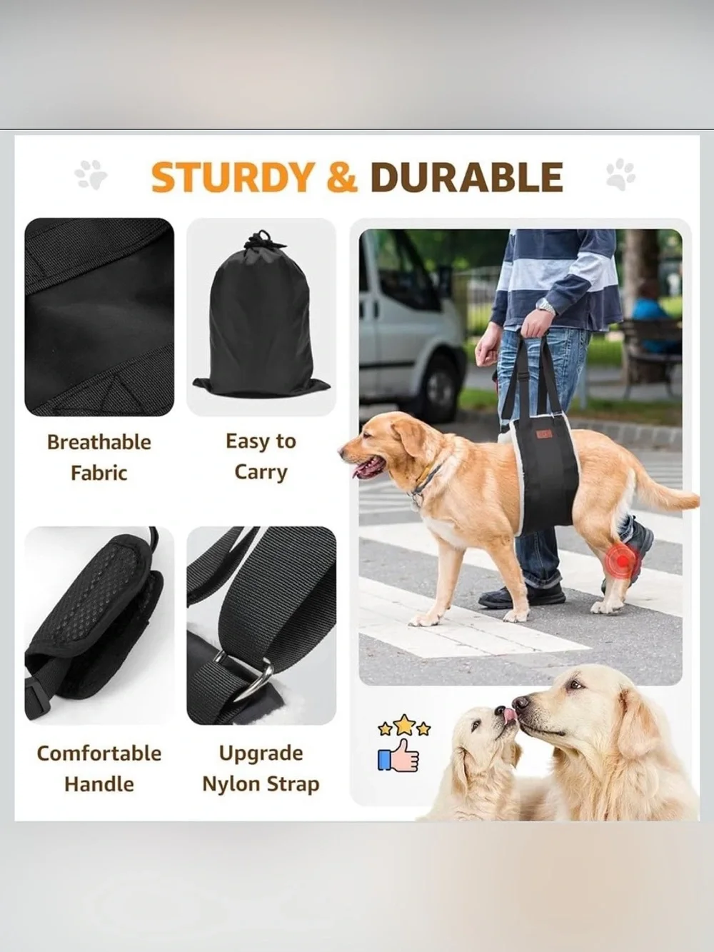 Adjustable Dog Lift Harness, Dog Sling for Large Dogs Lift Support and Rehab Har